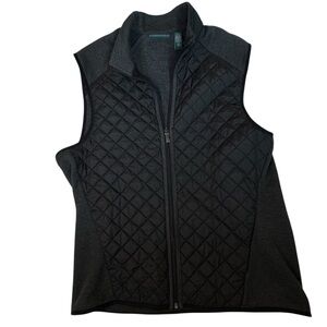 Perry Ellis Women's Quilted Pockets Black Vest Size 16